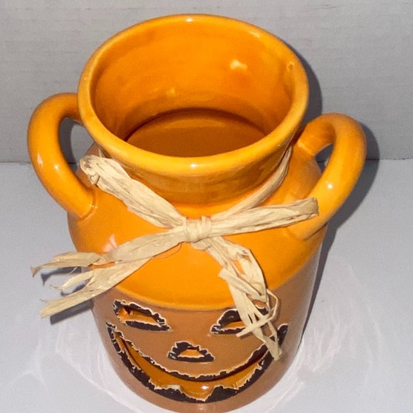 Halloween Ceramic Pumpkin Lantern Jug Battery Operated Tealight - Picture 4 of 6
